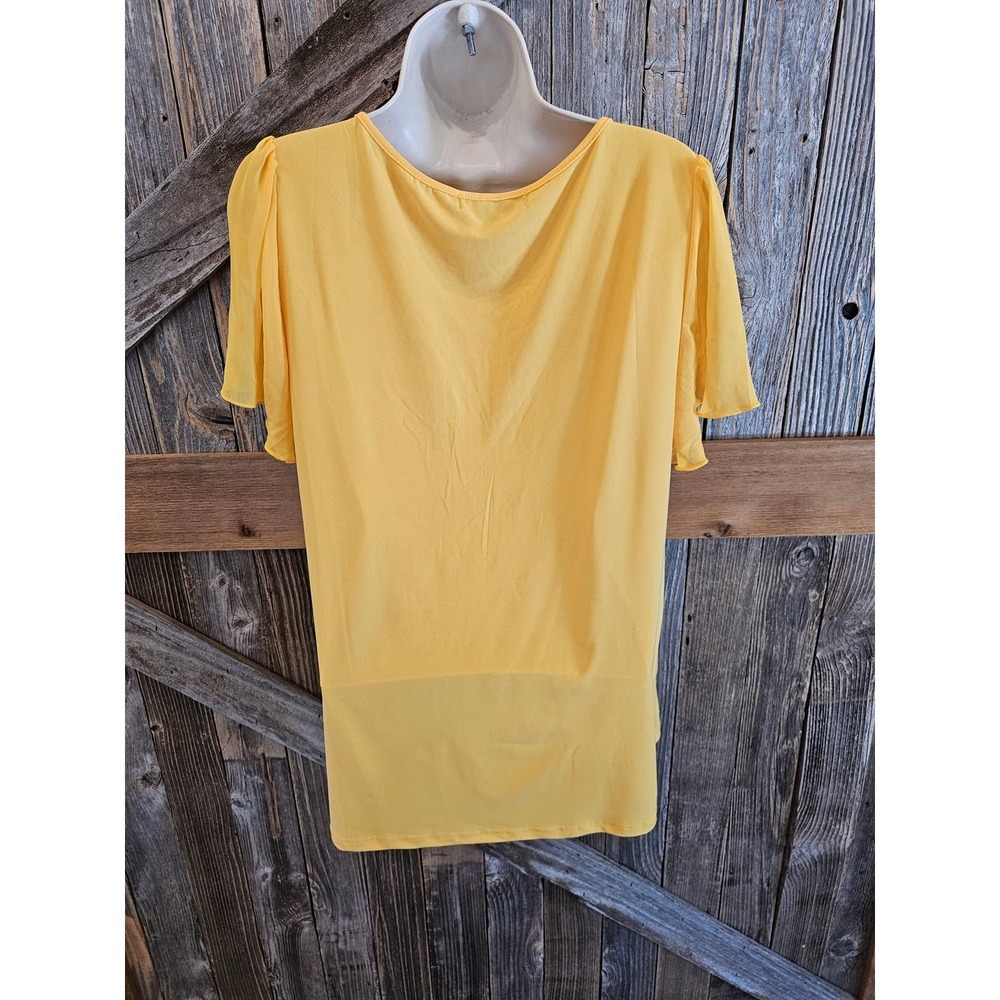 Atelier 29 bright yellow XL women's pleated front blouse EUC ^ - Picture 4 of 7